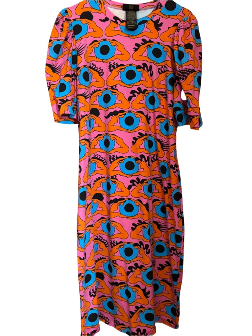 Nooworks Psychedelic Eyes Puff Sleeve Dress - Picture 2 of 4